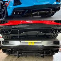 Diffuseur de pare-chocs arrière en ABS de qualité supérieure pour Chevrolet Corvette C8 2020-2025, aspect carbone ABS, noir brillant, kit carrosserie sport amélioré