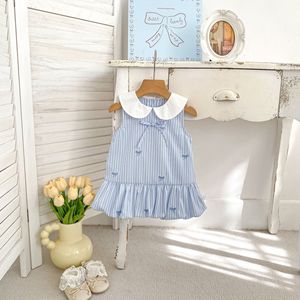 Vestido <span class=keywords><strong>de</strong></span> Verano 2026 para Niñas, sin Mangas, con Lazo, Bordado <span class=keywords><strong>de</strong></span> Flores, Estilo <span class=keywords><strong>Academia</strong></span>, Vestidos a Rayas para Bebés - Product Image 2