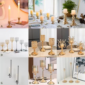 Ensemble de bougeoirs en métal doré de luxe, en fer forgé, écologiques, faits à la main, style moderne, pour centres de table - Product Image 6