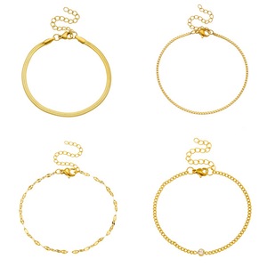 Gold Plated Stainless Steel Layered Chain <b>Bracelet</b> <b>Set</b> With Diamond Inlay For Women Fashion Jewelry - Product Image 5