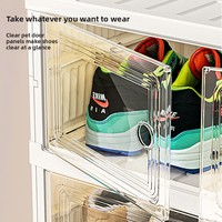 Boîte à chaussures pliable transparente de luxe, sans installation, empilable, grande capacité, meuble de rangement à chaussures mobile