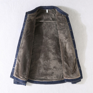 JM119 <span class=keywords><strong>camicia</strong></span> Casual in Denim da <span class=keywords><strong>uomo</strong></span> a manica lunga autunno e inverno con collo rovesciato <span class=keywords><strong>camicia</strong></span> calda foderata in pile blu scuro - Product Image 3