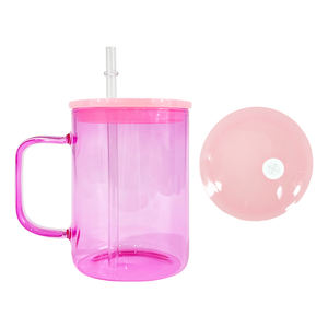 Venta al por mayor EE. UU. almacén colorido gelatina 17oz sublimación en blanco transparente alto borosilicato coloreado vidrio <span class=keywords><strong>Camper</strong></span> tazas - Product Image 2