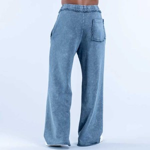Pantalon de survêtement pour homme en molleton bouclé 100 % coton, coupe droite, ourlet brut, extensible dans les quatre sens, coupe oversize, séchage rapide, idéal pour l'hiver et la gym, avec logo personnalisé 2025 - Product Image 3