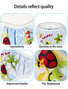 Summer Easy To Dry AWJ PUL Waterproof Baby Swimming Diaper Kids Swim Trunks Custom Print