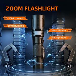 Custom Super Bright Zoom Aluminum Alloy Tactical <b>LED</b> EDC Flashlight with 5 Modes IP44 AAA Battery High CRI 95 - Product Image 2