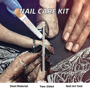 Pousse-cuticules double face en acier inoxydable, éliminateur de peaux mortes, outil pour le vernis à ongles avec boîte de rangement pour manucure, cadeau idéal - Product Image 2