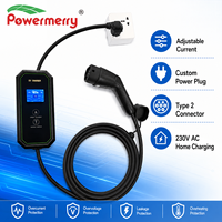Chargeur EV portable 3,5 kW 16A Mode 2 Type 2 230Vac monophasé avec courant réglable, RCD, écran LCD et câble de 5 m pour la recharge à domicile ou au garage
