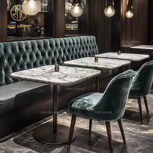 Ensemble de table et de chaises de café-<span class=keywords><strong>restaurant</strong></span> en velours et marbre haut de gamme moderne, canapé, sièges de banquette, meubles pour cafétéria commerciale - Product Image 4