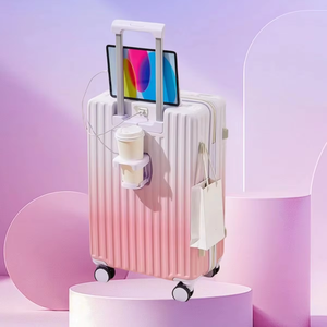 กระเป๋าเดินทางอเนกประสงค์แบบไล่เฉดสี พร้อมที่<span class=keywords><strong>ว</strong></span>างแก้วและที่<span class=keywords><strong>ว</strong></span>างโทรศัพท์ ช่องเสียบ USB สำหรับชาร์จ กระเป๋าเดินทางแบบแข็ง - Product Image 4