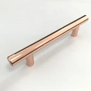 Hohe qualität Aluminium Produkte Möbel Schrank Pull 3 zoll und 5 zoll T Bar Shiny Rose Gold Pull Griff
