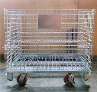 Cage de stockage en acier pliable, panier de manutention logistique, cage de rangement à cadre en fer pour entrepôt