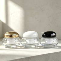 Pot en verre transparent en forme de champignon de 50g avec couvercle en plastique blanc, noir ou or – Contenant cosmétique pour crème visage et emballage de soins de la peau