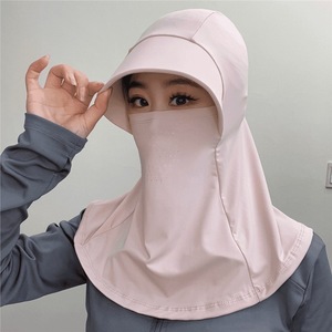 Summer Full Face Ice Silk Sun <b>Hat</b> For Women UV Protection Outdoor Cycling Neck Cover Breathable Bucket <b>Hat</b> <b>Light</b> Gray - Product Image 2