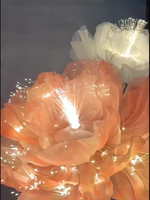Beau Design Organza Pivoine Fleur Ouvert Fermer Moteur Avec Led Lumière Fleurs Géantes pour la Décoration De Fête De Mariage