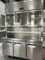 Vitrine Réfrigérée Commerciale Grande Capacité Écoénergétique en Acier Inoxydable à Refroidissement Direct, Conception 3 Portes Réglables