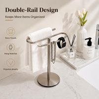 Porte-serviettes de toilette moderne autoportant en forme de S, en nickel brossé, non pliable, en acier inoxydable SUS304, résistant à la rouille
