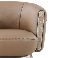 Chaise longue de salon de villa de luxe minimaliste italienne, série en cuir épais, design haut de gamme