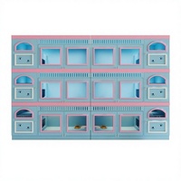 Cage à chat en bois massif à trois étages, maison pour chat et vitrine pour l'élevage, l'accompagnement et les soins aux animaux de compagnie