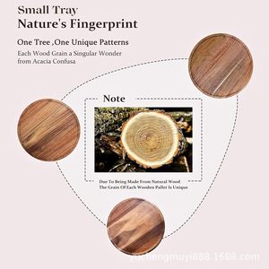 Wooden Serving <b>Tray</b> Round Natural Wood Decorative Plate For Tea Coffee <b>Snack</b> Fruit Kitchen Table Display - Product Image 2