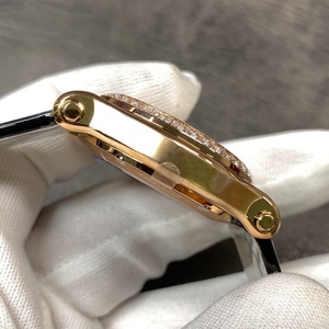 Montre automatique élégante pour femme avec lunette sertie de diamants, cadran à chiffres romains, bracelet en cuir doré, idéale pour le bureau et les événements - Product Image 2