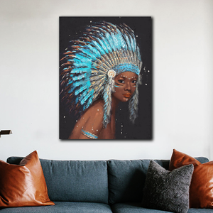Ventes quotidiennes peinture à l'huile Style <span class=keywords><strong>Tribal</strong></span> femme pleine de sauvage imprimé toile peinture mur <span class=keywords><strong>Art</strong></span> pour la maison hôtel décor - Product Image 3