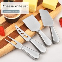 Couteau à fromage en acier inoxydable, lame en acier, couteau-fourchette pour beurre et fromage à la crème ; modèle de couteau à gâteau à manche plat délicat