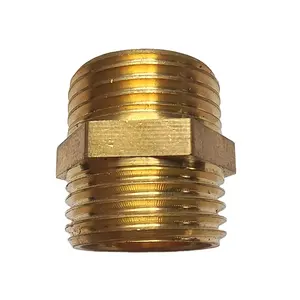 Acessório de tubulação hexagonal de bronze, conexão de mamilo, conector de joanete para sistemas hidráulicos de água