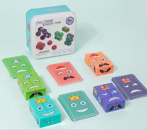 3D giáo dục gỗ Câu Đố Cube đồ chơi cho trẻ em độ tuổi 5 đến 7 năm khuôn mặt-thay đổi biểu thức khối trò chơi - Product Image 5