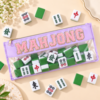 Sac de rangement pour tuiles de mahjong en PVC transparent avec logo personnalisé, grande capacité, fermeture éclair, étui de transport portable, organisateur d'accessoires de mahjong