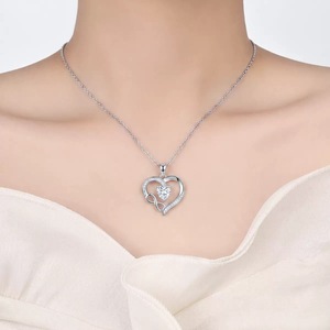 LUOYUNE Collar con colgante de corazón <span class=keywords><strong>infinito</strong></span> para mujer, collar de amor con circonita cúbica para mujer, joyería, regalo de aniversario - Product Image 2