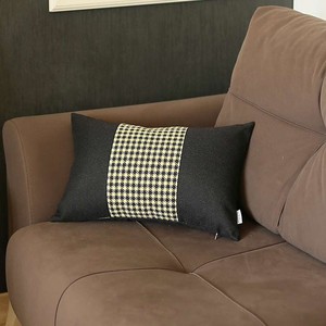 HMS 12 \ "X 20 \" copricuscino lombare fatto a mano in poliestere Design nero giallo pied de poule con cerniera cuscino prodotto categoria - Product Image 4