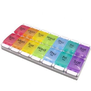 Organizador Semanal de Pastillas AM PM, Caja de 7 Días, Color Arcoíris, 14 Compartimentos, con Diseño de Botón de Fácil Apertura para Pastillas/Vitaminas/Aceite de Pescado - Product Image 4