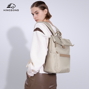 Kingsons Women's <b>Backpack</b> 15 Inches Expandable Zipper Closure Everyday Use Solid Color Student <b>Backpack</b> - Product Image 4
