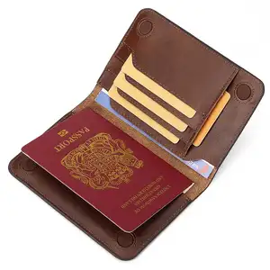 HUMERPAUL dompet penutup tempat paspor kulit asli dompet Travel Essential RFID tempat kartu kredit Aksesori Perjalanan Internasional