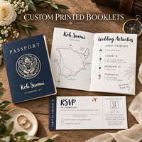 Passeport de voyage personnalisé en cuir, invitation de mariage avec service d'impression de logo par estampage à chaud