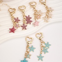 Nouveau porte-clés créatif en alliage de zinc, pendentif étoile de mer coloré, fermoir en forme de cœur, petit cadeau pour femme