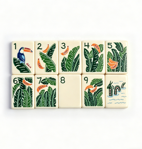 Set di Mahjong Americano di Lusso Personalizzato, 36 Tessere Acriliche Blu <span class=keywords><strong>a</strong></span> Strato Singolo, Motivo Frutta Tropicale e Oceano, Gioco <span class=keywords><strong>da</strong></span> Tavolo Portatile OEM ODM - Product Image 3