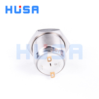 Mini Interruptores de Botón Pulsador Autoblocantes de 16 mm, IP65 Impermeables, 3A, 2 Pines, 1NO, Hechos de Metal, Sin Indicador LED, para Motocicleta