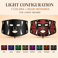 Masque facial LED pliable à main, 576 LED, thérapie par lumière infrarouge, silicone flexible, ajustement parfait pour le visage, portable pour la maison, le spa et les voyages