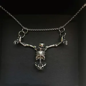 Collana Vintage in Metallo con Crocifisso e Teschio, Stile Punk HipHop, Lunghezza Standard - Product Image 5