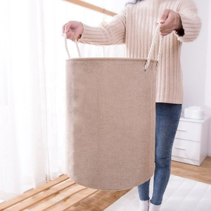 Cesto per Bucato Pieghevole in Poliestere di Grande Capacità con <span class=keywords><strong>Design</strong></span> Portatile con Manico in Corda di Cotone, Utilizzato per Conservare Vestiti Sporchi - Product Image 4