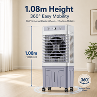 Refroidisseur d'air à grande capacité 45L, 100W, longue autonomie, refroidissement par évaporation, sur pied, OEM ODM CE CB, vente en gros, pour la maison