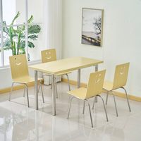 Ensemble de table et chaises de salle à manger commerciales modernes, dossier Smiley, assise en bois, pieds en métal, pour restaurants, cafés, cantines scolaires, vente en gros, OEM