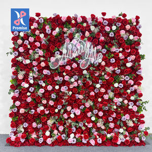 Promesa Boda Eventos Centro de mesa Flor roja Panel de pared Telón de fondo Flor artificial Decoración de pared - Product Image 1