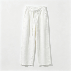 <span class=keywords><strong>Pantaloni</strong></span> in <span class=keywords><strong>Lino</strong></span> Leggeri Personalizzati OEM per Donne, Vita Alta, Vestibilità Ampia, <span class=keywords><strong>Pantaloni</strong></span> Estivi Casual Oversize su Misura per Signore - Product Image 1