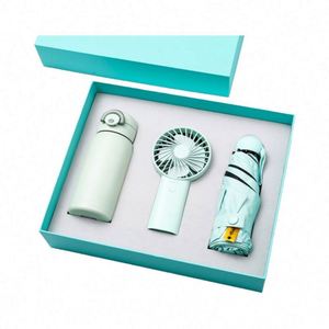 Summer Fresh Modern Simple Personalized Silk Screen Printed Stainless Steel Insulated Cup High-Value Sunshade Umbrella <b>Gift</b> Set - Product Image 1