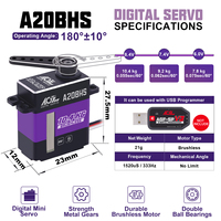 Servomoteur numérique programmable sans balais AGFRC puissant 10,4 kg à couple élevé, engrenage en acier 21g 0,055s 8,4V pour voiture RC, avion, robot