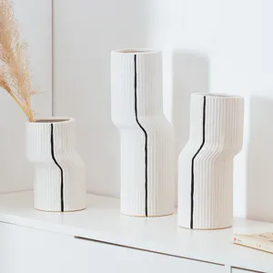 Moderne Vase Hochzeit Home Decoration Zubehör Weiß Schwarz Streifen Porzellan Keramik Vasen Für Wohnkultur