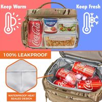 Boîte à lunch tactique pour hommes sac à lunch isolé grand refroidisseur à lunch doux avec poches latérales en maille MOLLE seau tactique robuste